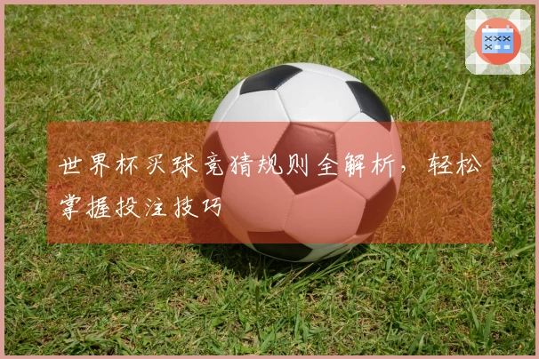 世界杯买球竞猜规则全解析，轻松掌握投注技巧